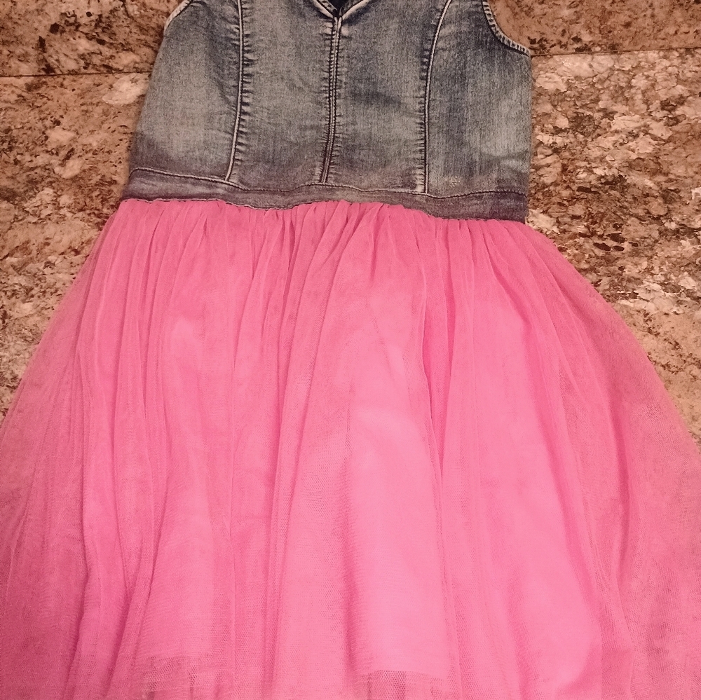 Stylish Pink and Denim Kids Dress - Picture 3 of 3